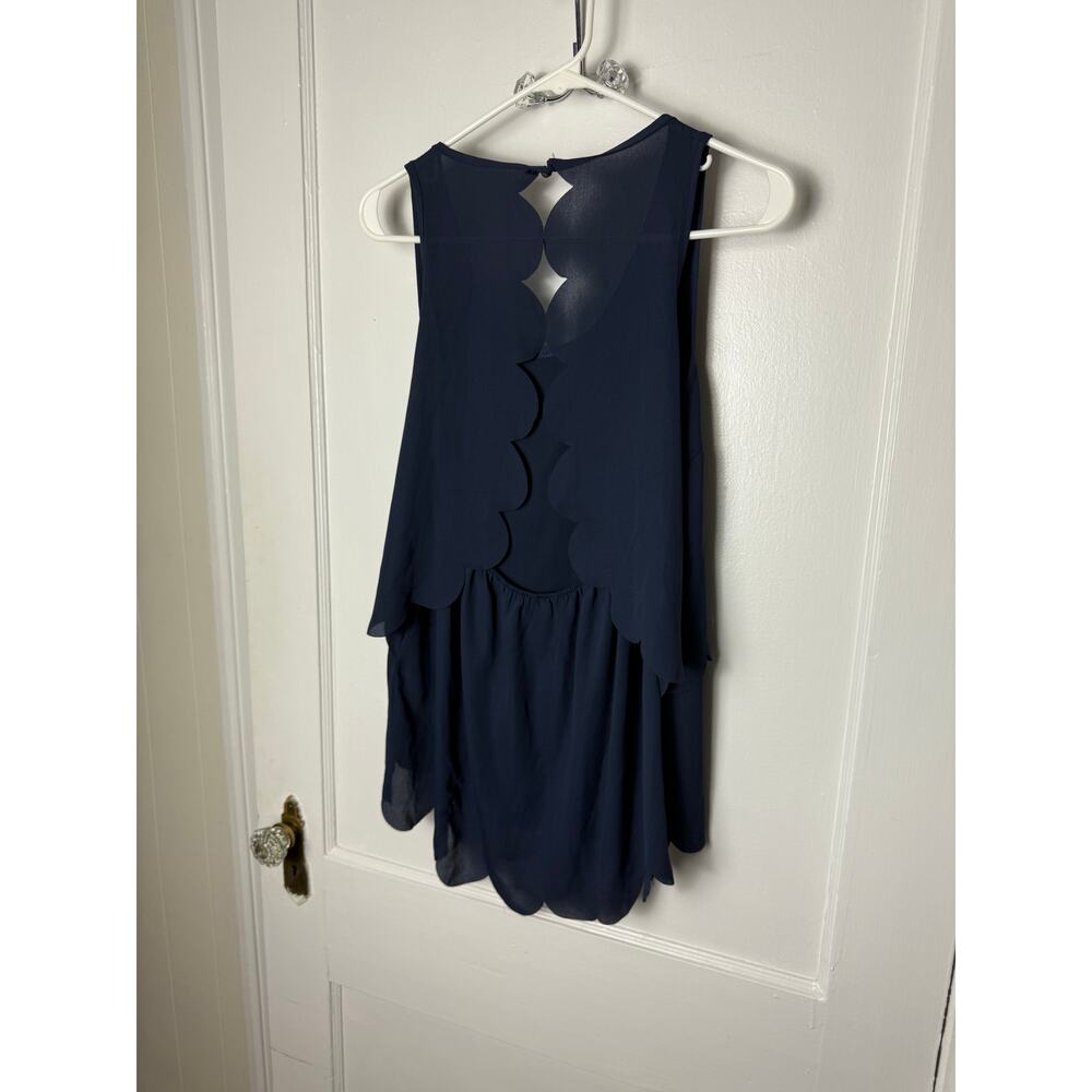 Charlotte Russe Y2K Ultra Mini Scalloped Navy Blue Romper Outfit Women's Small - Picture 5 of 5